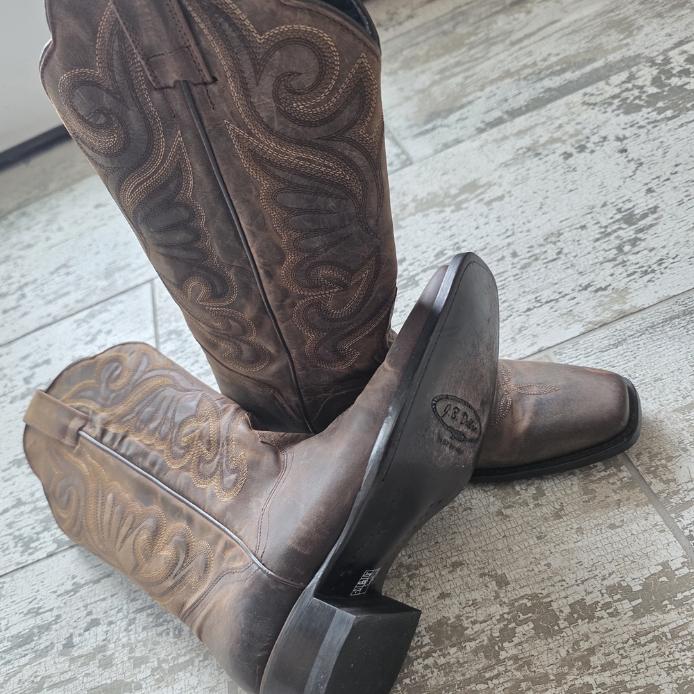 J.B. Dillon Distressed Brown Western Boots